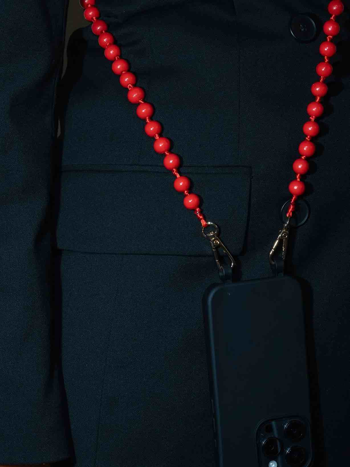 Red Beaded Phone Chain