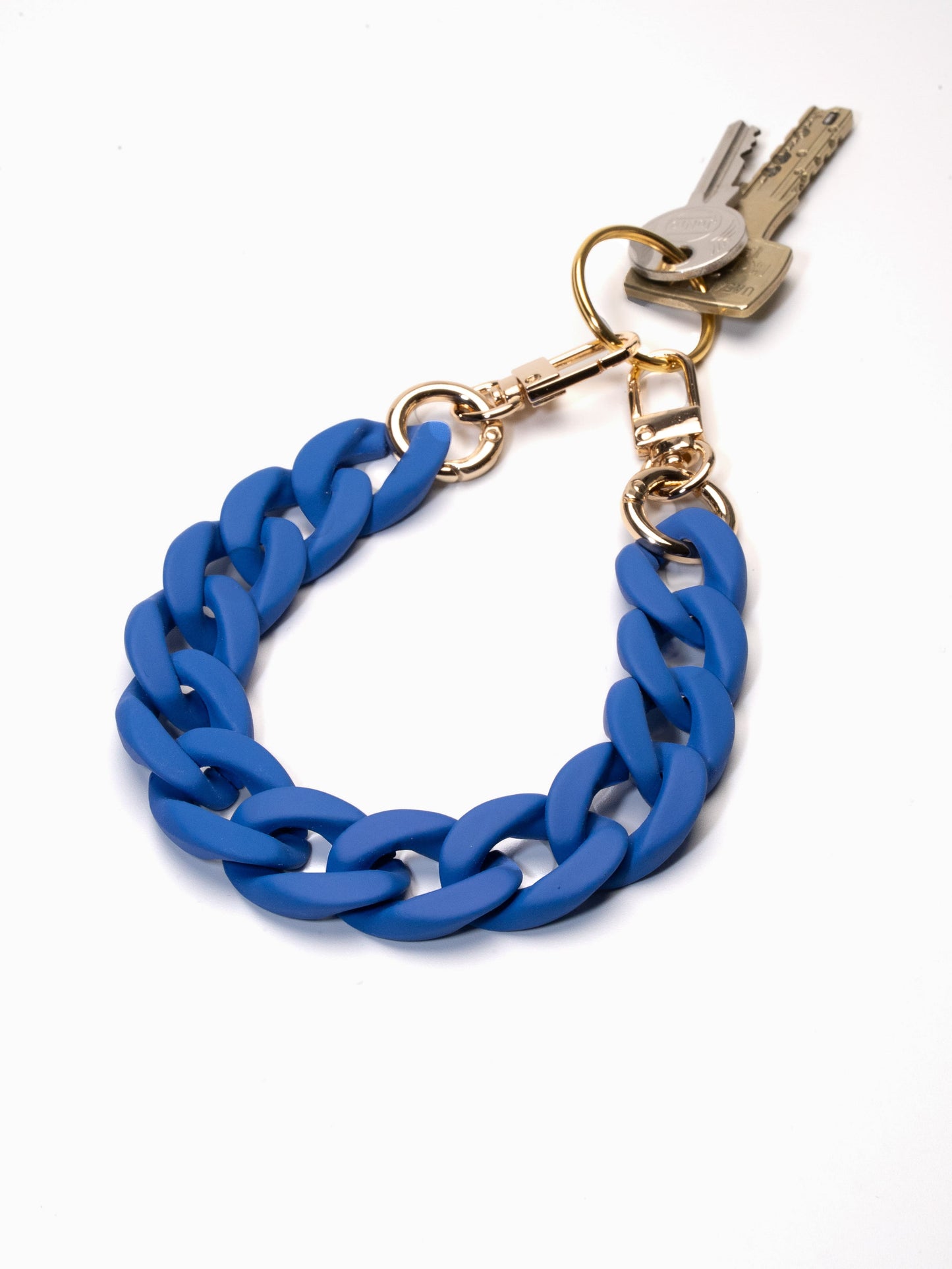 Schluesselanhaenger matt blau und gold