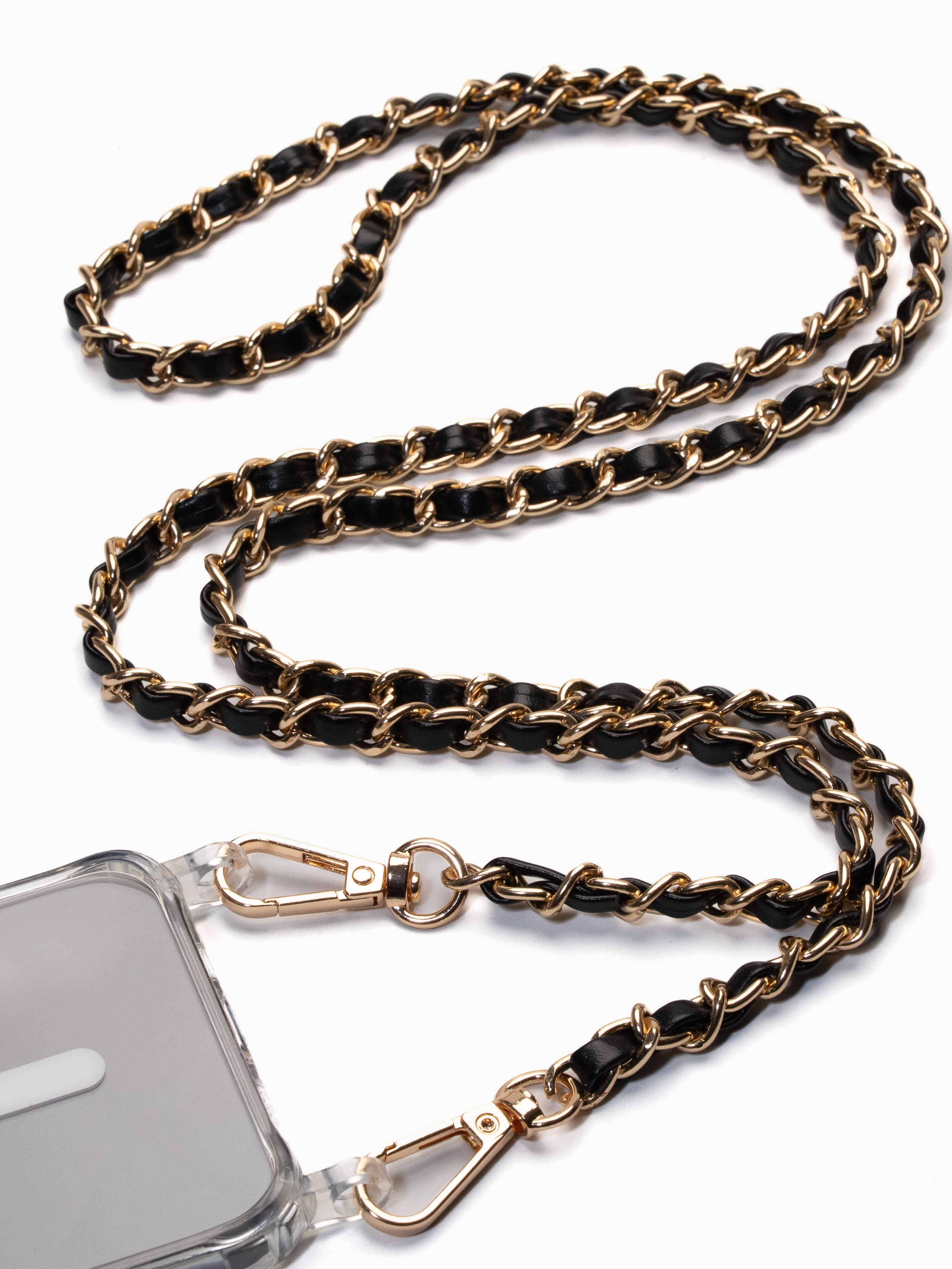 leder handykette zum umhaengen in schwarz gold