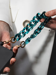 elegante kurze handykette in blau und schwarz