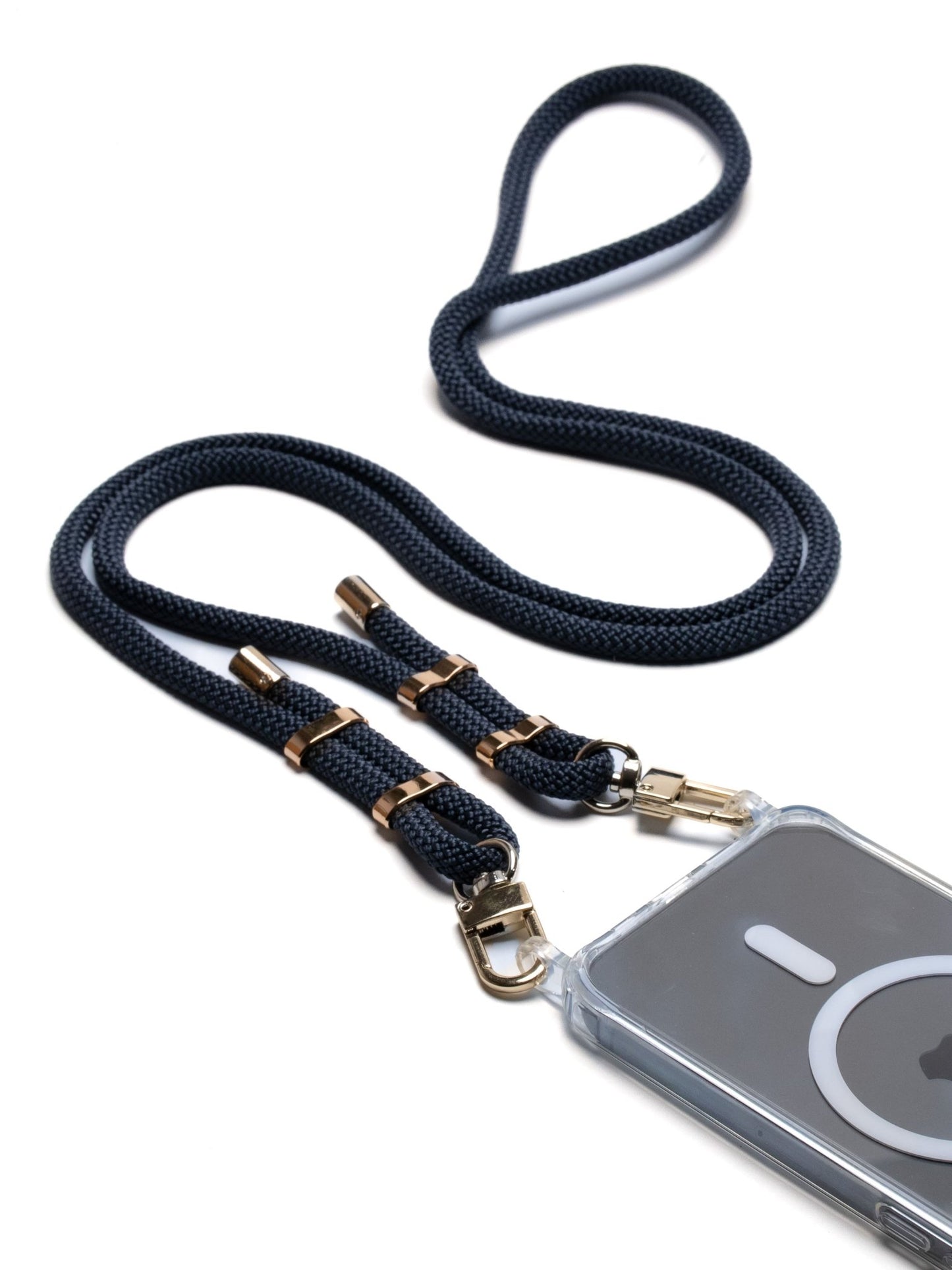 handgemachte handykette gold grau