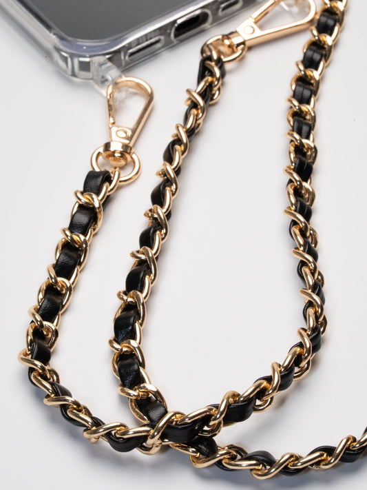 leder handyband  in schwarz gold
