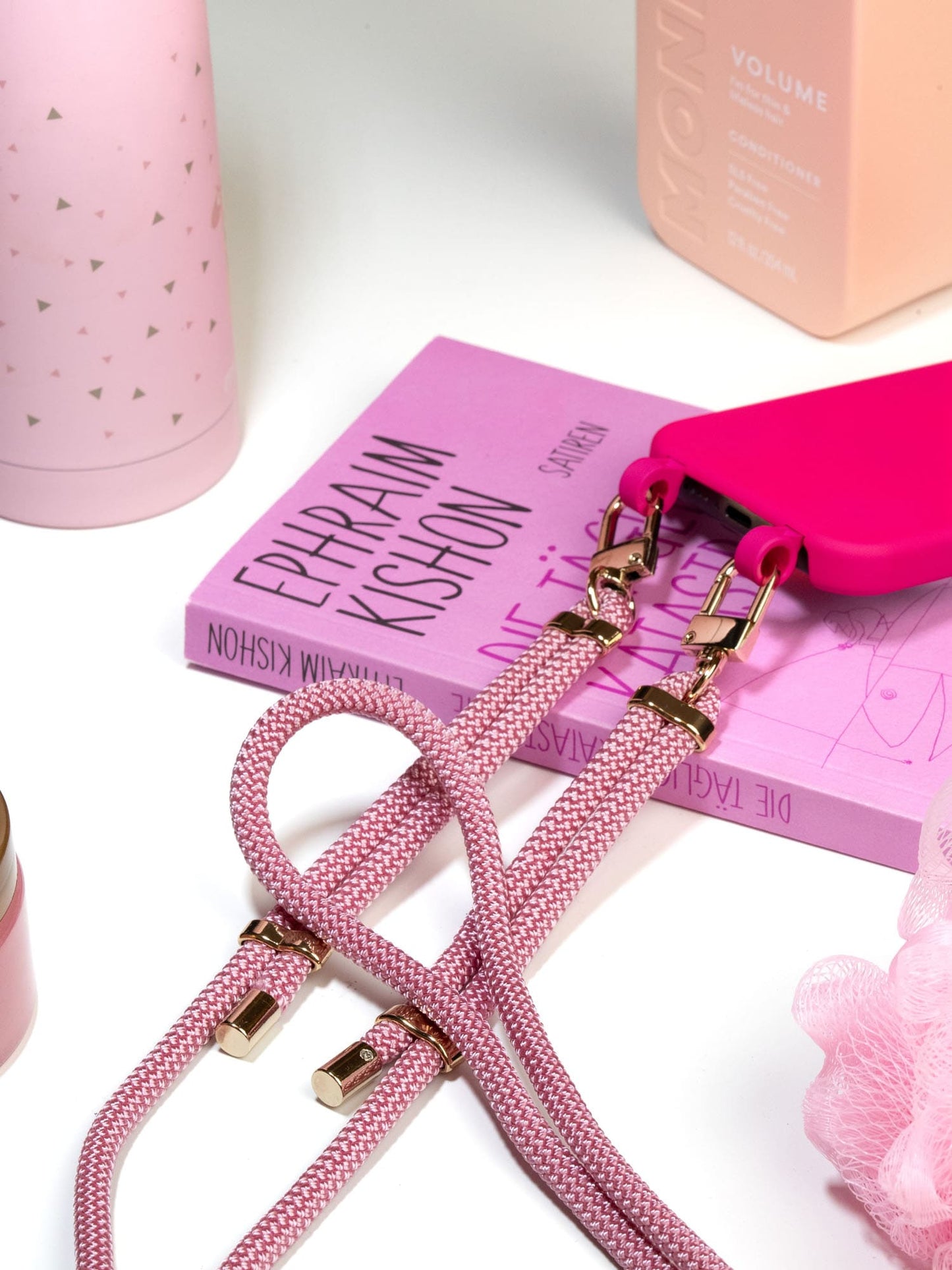 Handykordel mit handyhülle in rosa