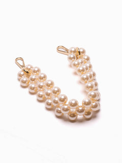 Short Ivory Beige Beaded Phone Chain