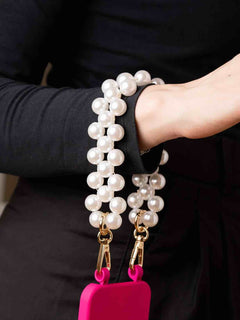 Short Pearl White Beaded Phone Chain