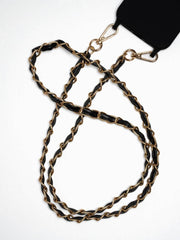 Handykette Noir Night - Susanno Elegante Handykette mit schwarzem Band und goldener Kette für iPhone 13.
