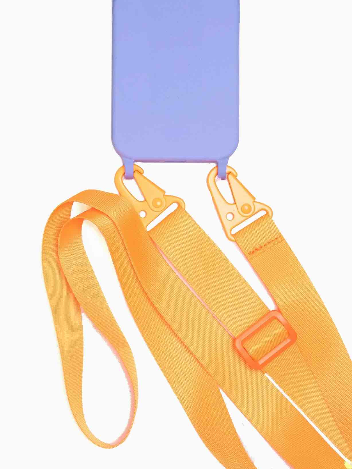 orange handykette mit lila Hülle mit ösen