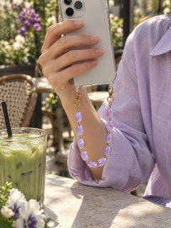 Short Beaded Phone Chain | Amethyst