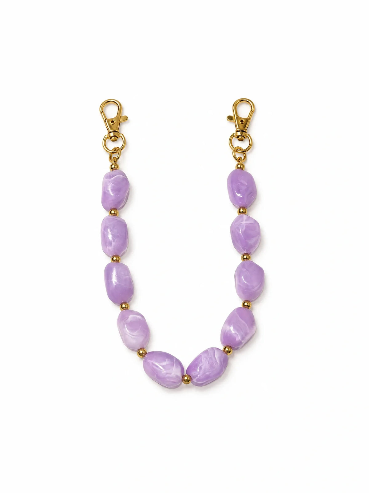 Kurze Handykette Perlen Lila – PerlenEdition Amethyst freigestellt