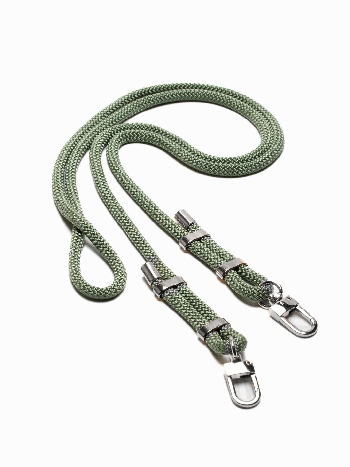 Handykordel Matcha - Silber - Susanno grüne handykordel mit silbernen Karabinern