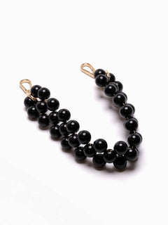 Short Pure Black Beaded Phone Chain