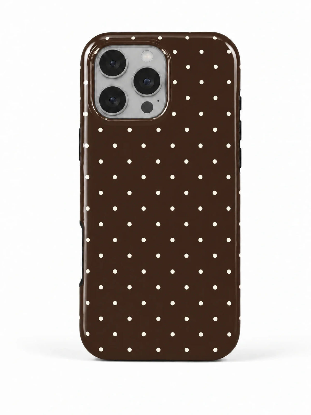 Punkte Braun Handyhülle für iPhone 15 Pro Max mit Öse für die Handykette