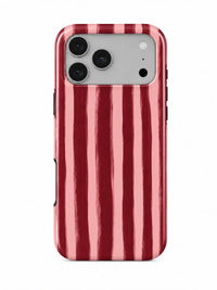 Streifen Bordeaux Handyhülle für iPhone 17 Pro mit Öse für die Handykette