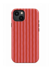 Streifen Rot-Rosa Handyhülle für iPhone 13 mit Öse für die Handykette