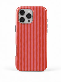 Streifen Rot-Rosa Handyhülle für iPhone 15 Pro Max mit Öse für die Handykette