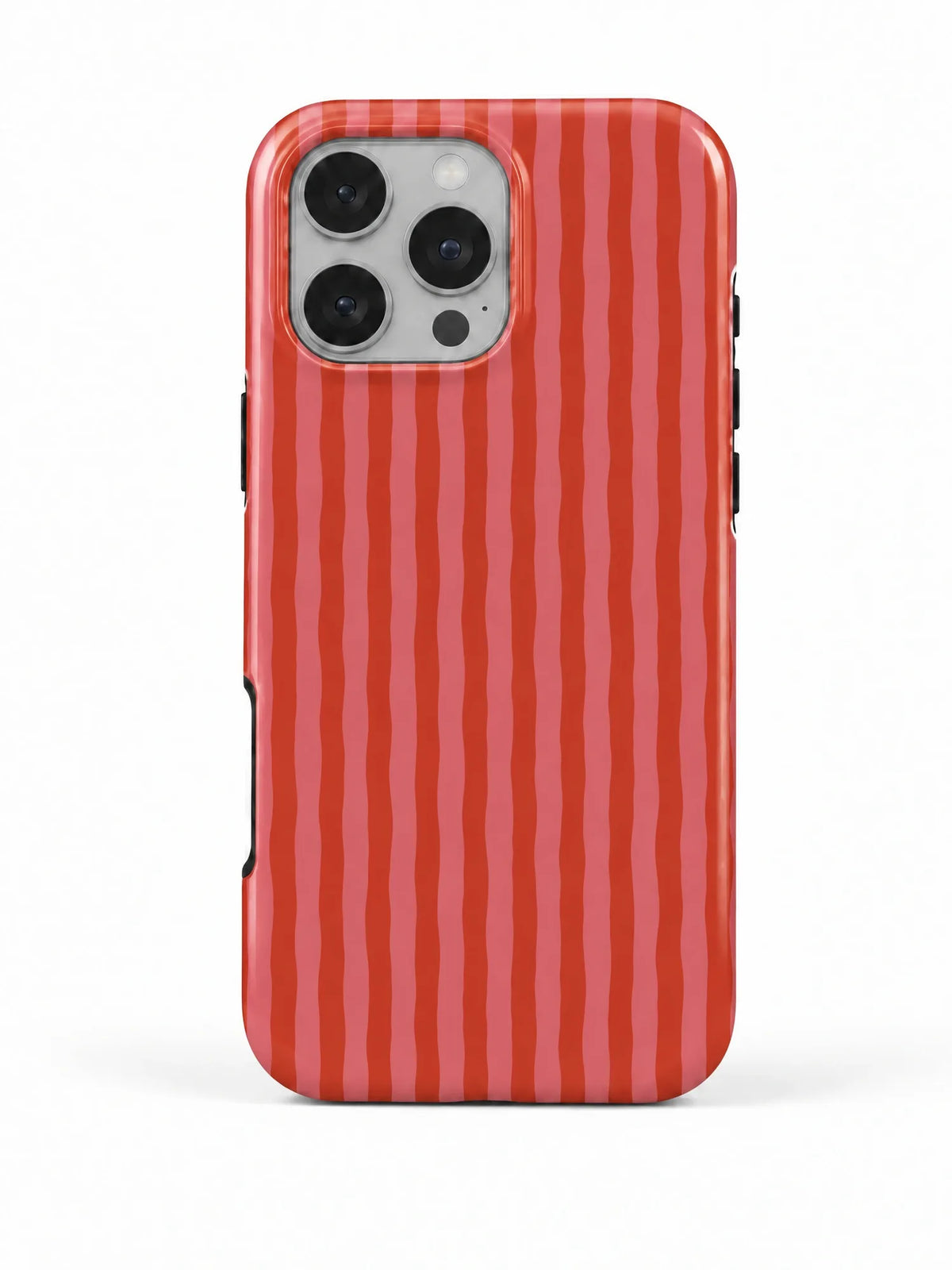 Streifen Rot-Rosa Handyhülle für iPhone 16 Pro Max mit Öse für die Handykette