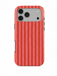 Streifen Rot-Rosa Handyhülle für iPhone 18 Pro mit Öse für die Handykette